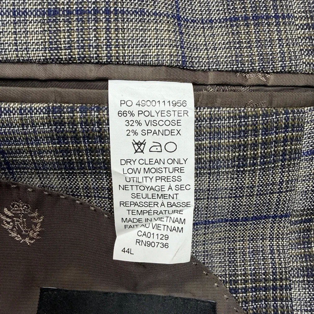 Lauren‎ Ralph Lauren Glen Plaid Blazer 44L Grey Blue Polyester GUC RN90736